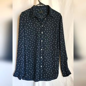 Express Portofino Navy Graphic Button Down Blouse